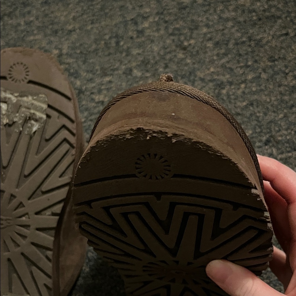 Ugg Chocolate Suede Shearling Platform Slippers - image 4